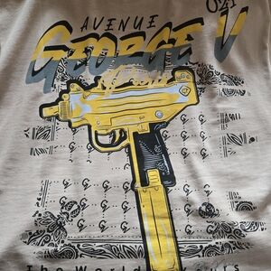 George White Graphic Tee with Yellow and Black Print
